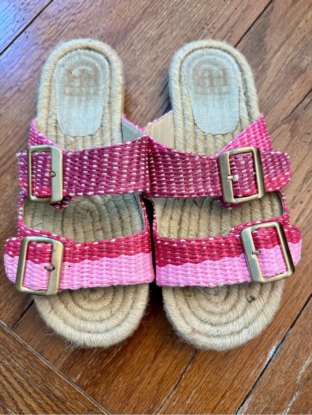 Haute hippie pink twine summer slide sandals size 8